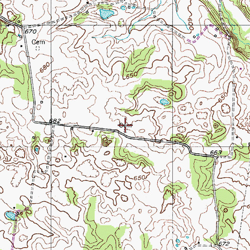 Topographic Map of Deen Cemetery, TN