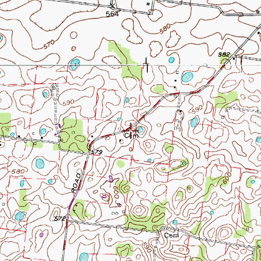 Topographic Map of Dillard Cemetery, TN