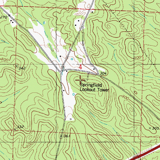 Topographic Map of Springfield Lookout Tower, AL