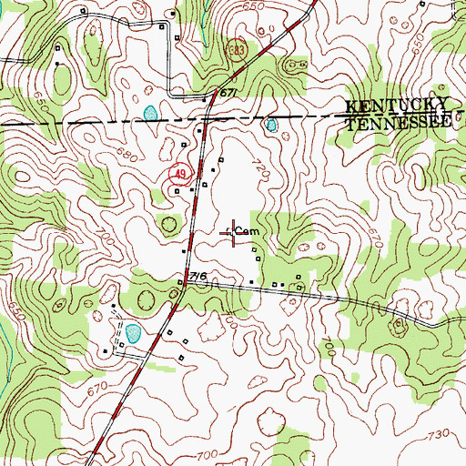 Topographic Map of Doss Cemetery, TN