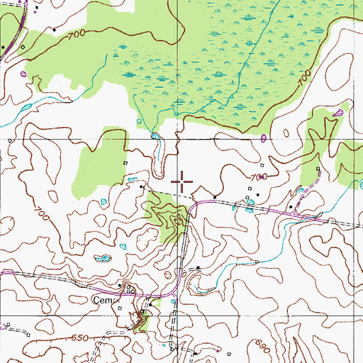 Topographic Map of Durham Cemetery, TN