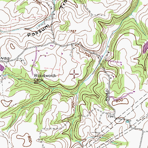 Topographic Map of Elmore Cemetery, TN