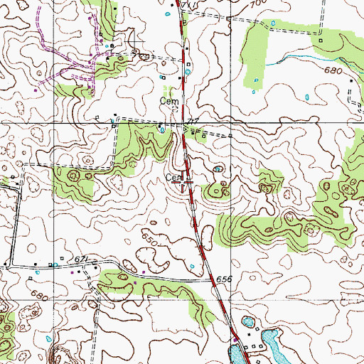 Topographic Map of Farthing Cemetery, TN