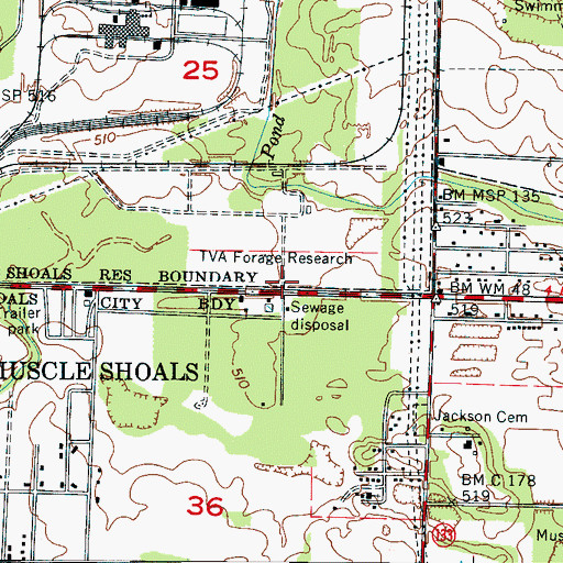 Topographic Map of TVA Forage Research, AL