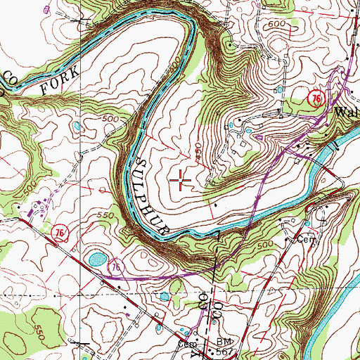 Topographic Map of Fort Cemetery, TN