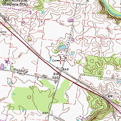 Topographic Map of Fort-Wimberly Cemetery, TN