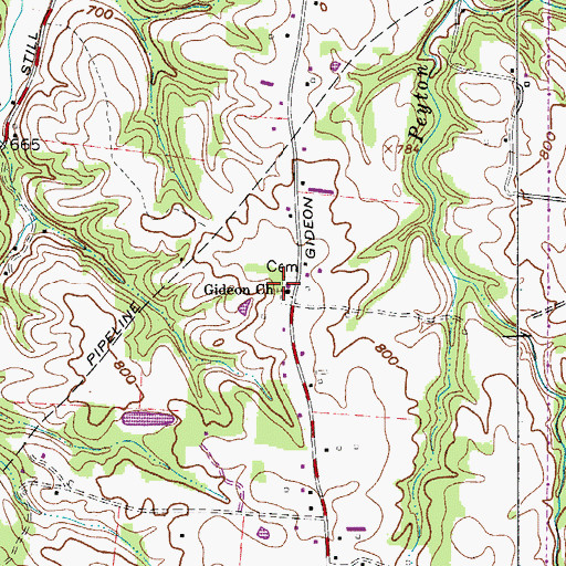 Topographic Map of Gideon Cemetery, TN