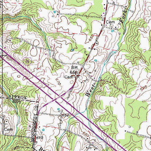 Topographic Map of Gower Cemetery, TN