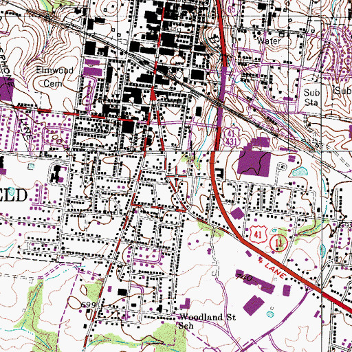 Topographic Map of Grace Baptist Church, TN