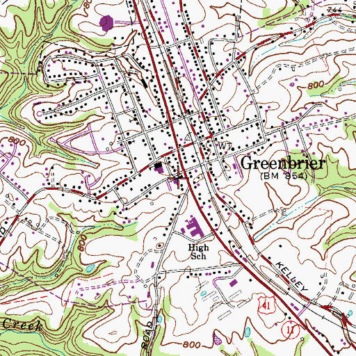 Topographic Map of Greenbrier First Baptist Church, TN