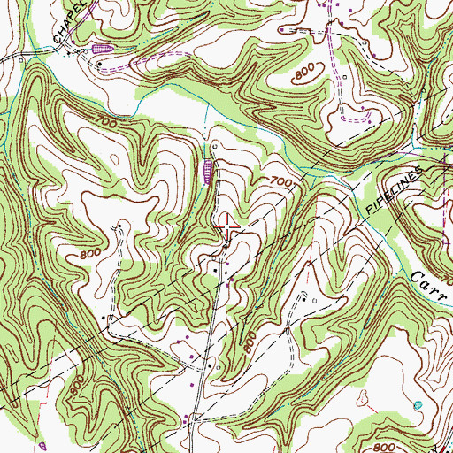 Topographic Map of Hall Cemetery, TN