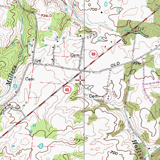 Topographic Map of Hallums Cemetery, TN