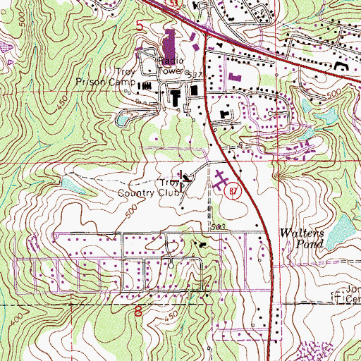 Topographic Map of Troy Country Club, AL