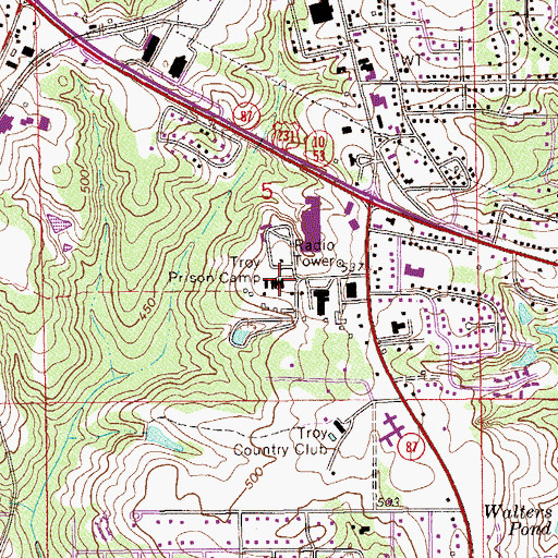 Topographic Map of Troy Prison Camp, AL