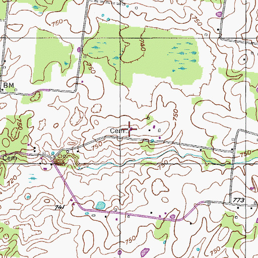 Topographic Map of Groves Cemetery, TN