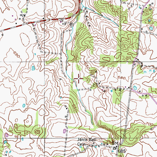 Topographic Map of Howard Cemetery, TN
