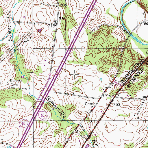 Topographic Map of Jacobs Cemetery, TN