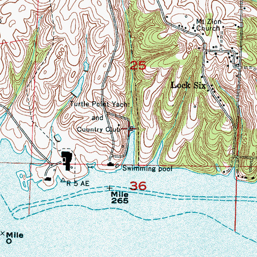 Topographic Map of Turtle Point Yacht and Country Club, AL