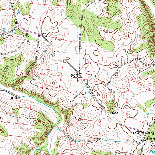 Topographic Map of James Cemetery, TN