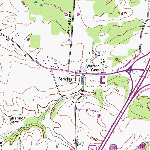 Topographic Map of Jernigan Cemetery, TN
