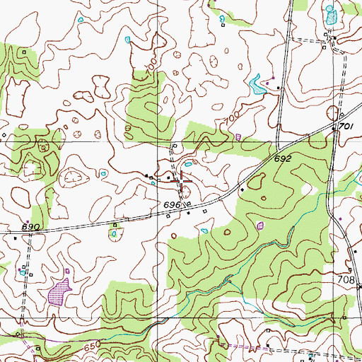 Topographic Map of Johnson Cemetery, TN