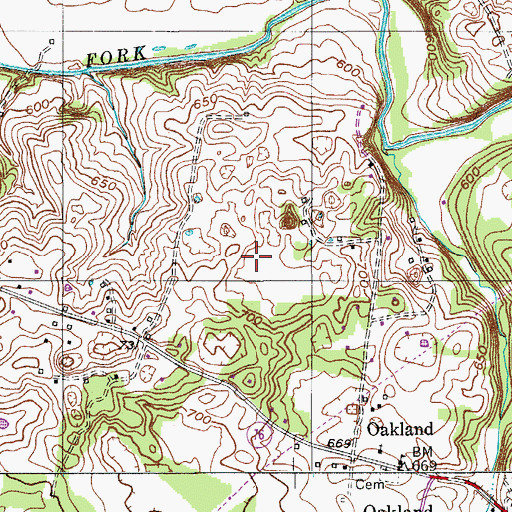 Topographic Map of Johnson Cemetery, TN