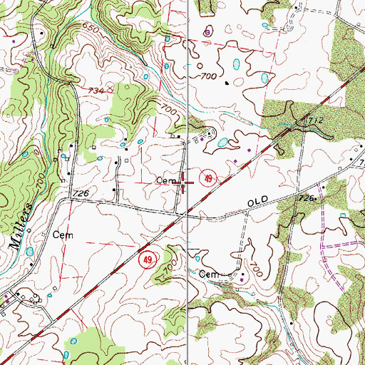 Topographic Map of Lee Cemetery, TN