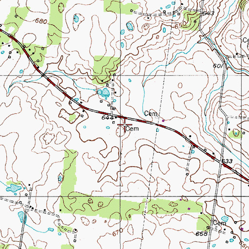 Topographic Map of Long Cemetery, TN