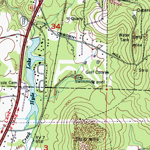 Topographic Map of Twin Pines Golf Course, AL