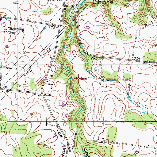 Topographic Map of McMurry Cemetery, TN