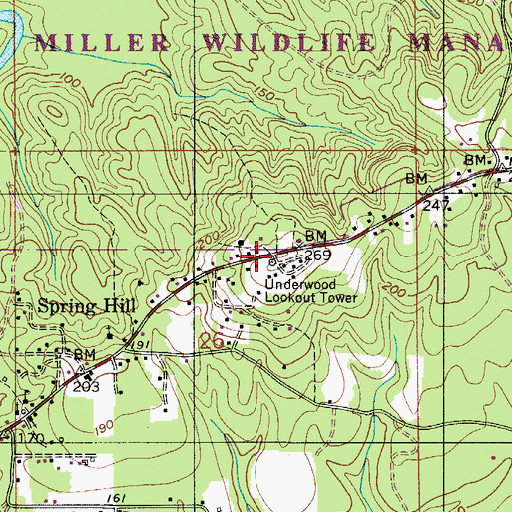Topographic Map of Underwood Lookout Tower, AL