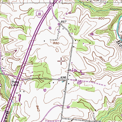 Topographic Map of Merritt Cemetery, TN