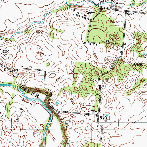 Topographic Map of Moore Cemetery, TN