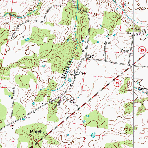Topographic Map of Moore Cemetery, TN