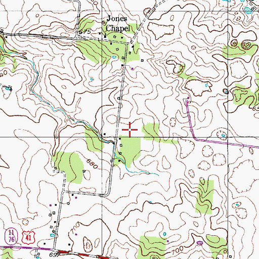 Topographic Map of Morris Cemetery, TN