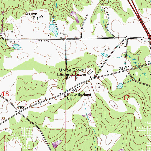 Topographic Map of Union Grove Lookout Tower, AL