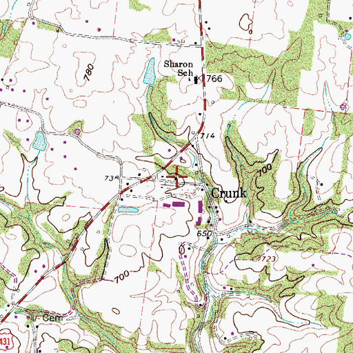 Topographic Map of Mount Sharon Cumberland Presbyterian Church, TN