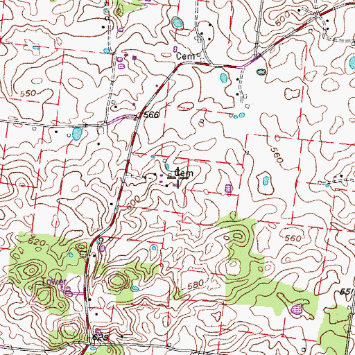 Topographic Map of Newton Cemetery, TN