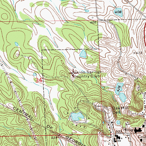 Topographic Map of Union Springs Country Club, AL