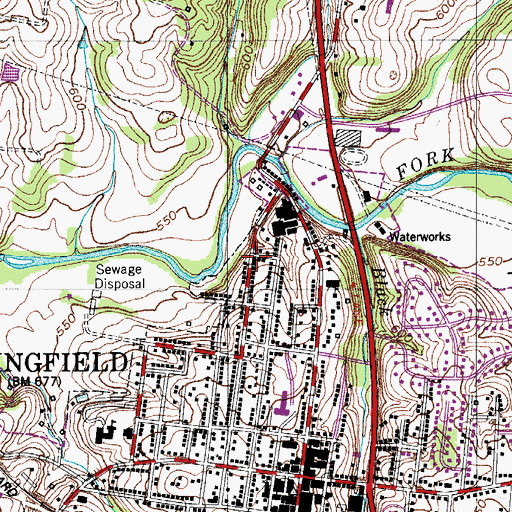 Topographic Map of North Springfield Baptist Church, TN