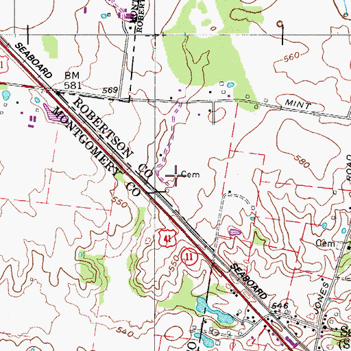 Topographic Map of Parham Cemetery, TN