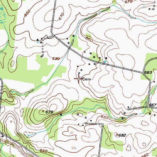 Topographic Map of Pearson Cemetery, TN