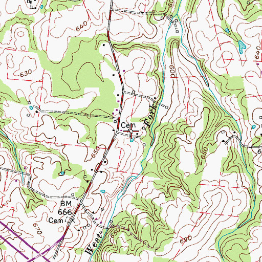 Topographic Map of Pennington Cemetery, TN