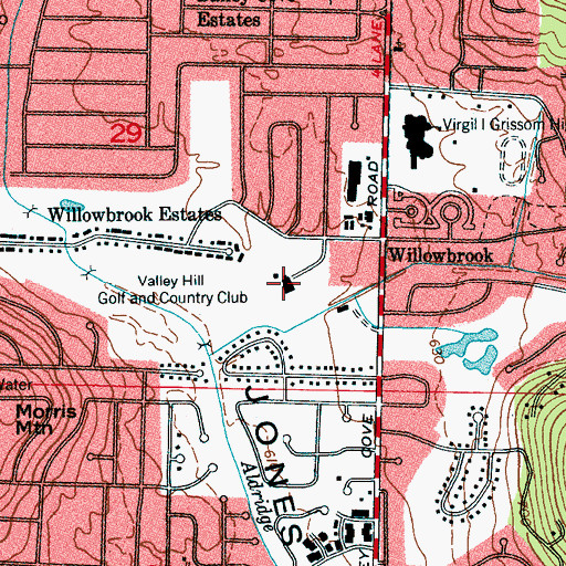 Topographic Map of Valley Hill Golf and Country Club, AL