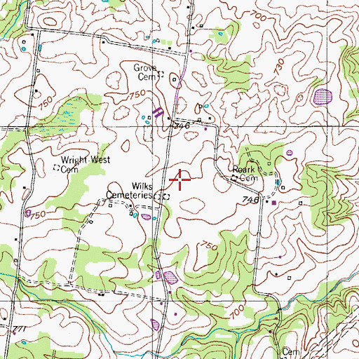 Topographic Map of Pond Cemetery, TN