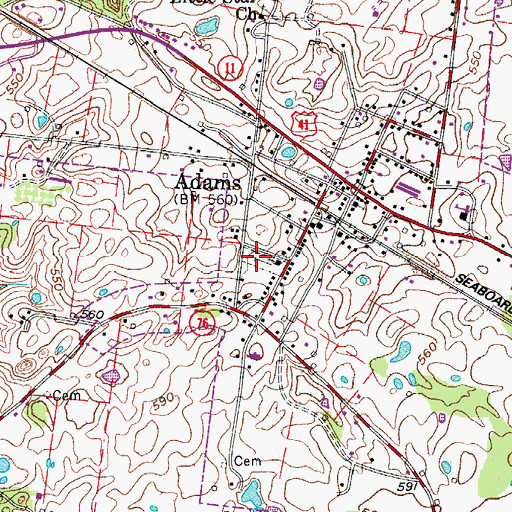 Topographic Map of Red River Cemetery, TN