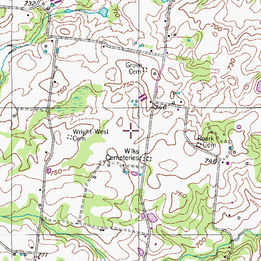 Topographic Map of Roark Cemetery, TN