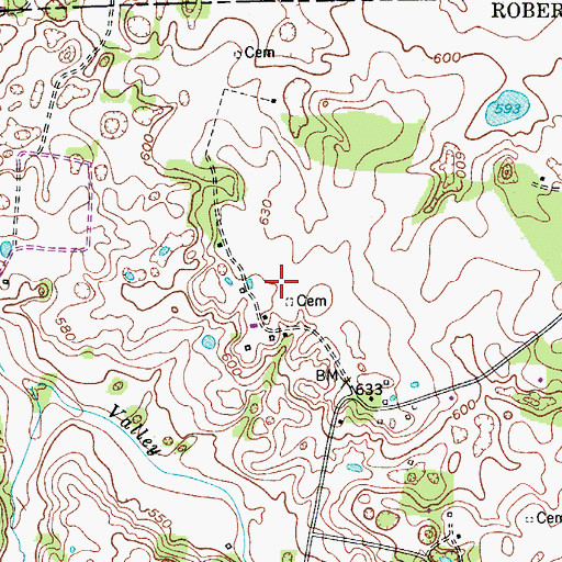 Topographic Map of Robertson Cemetery, TN