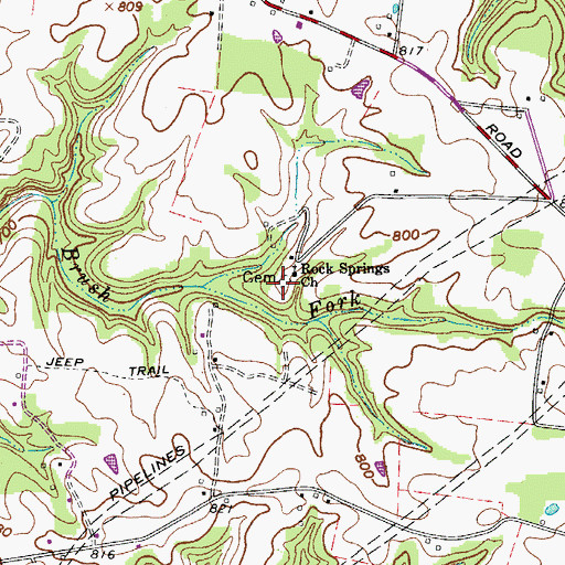 Topographic Map of Rock Springs Cemetery, TN
