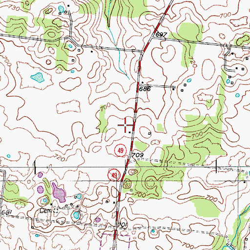 Topographic Map of Rose Cemetery, TN